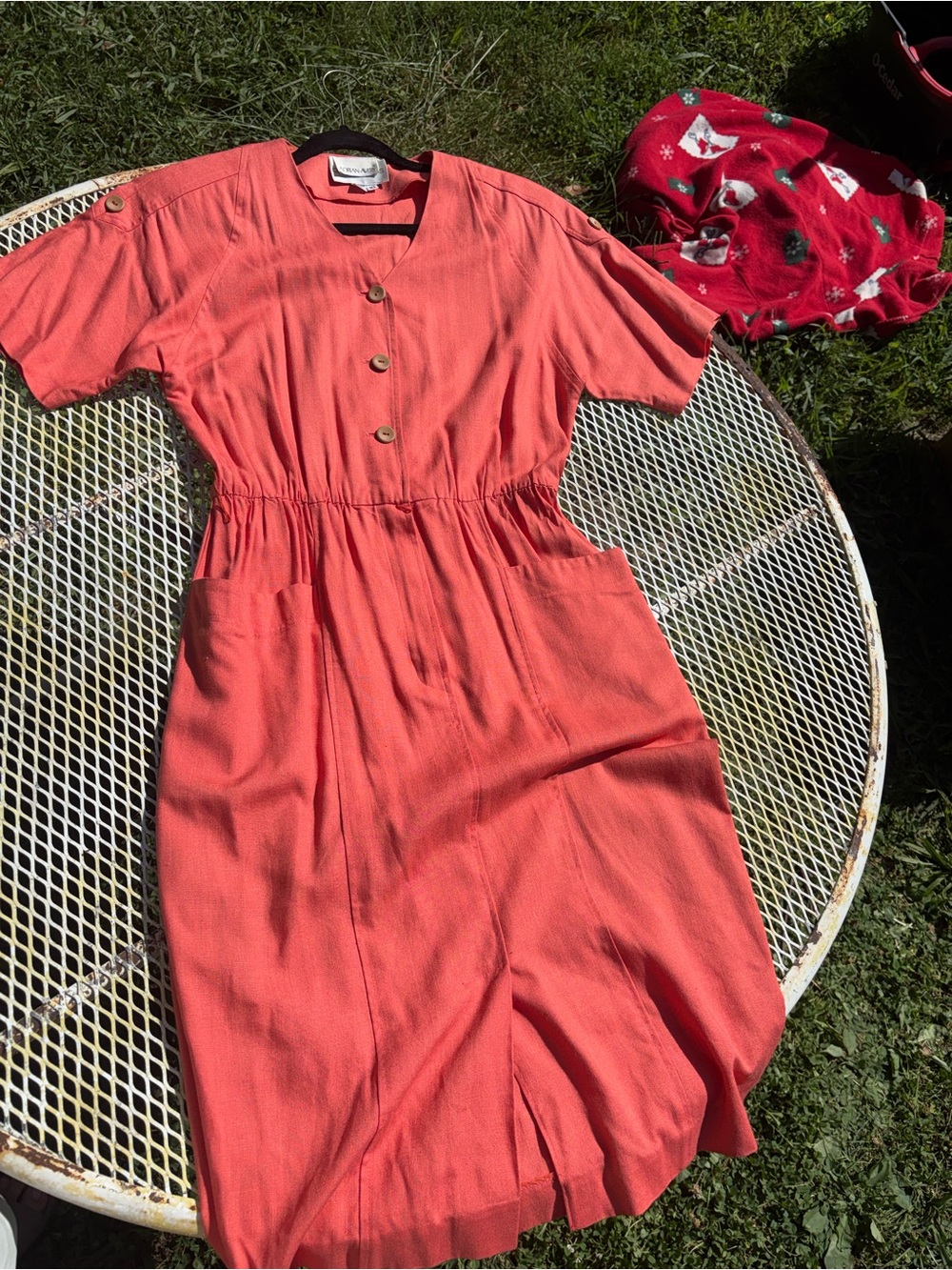 Vintage 1980s Bill Geoffreys / Adrian-Avery Coral Prairie Midi Dress